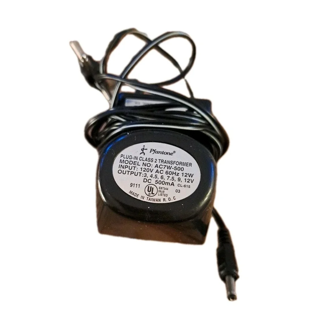 Pfantone Model No AC7W-500 Plug In Class 2 Transformer Universal AC/DC Adapter